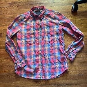 American eagle comfy flannel boyfriend snap up